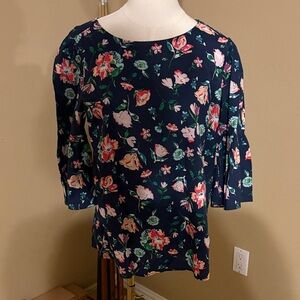 Time and Tru Navy Floral Blouse